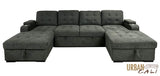 Urban Cali Sleeper Sectional Lancaster U-Shaped Sleeper Sectional Sofa Bed with Storage Chaises in Belfast Charcoal