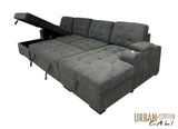 Urban Cali Sleeper Sectional Lancaster U-Shaped Sleeper Sectional Sofa Bed with Storage Chaises in Belfast Charcoal