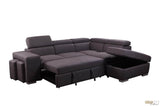 Urban Cali Sleeper Sectional Pasadena Large Sleeper Sectional Sofa Bed with Storage Ottoman and 2 Stools - Available in 2 Colours