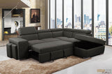 Urban Cali Sleeper Sectional Pasadena Large Sleeper Sectional Sofa Bed with Storage Ottoman and 2 Stools - Available in 2 Colours