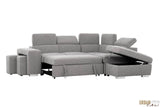 Urban Cali Sleeper Sectional Pasadena Large Sleeper Sectional Sofa Bed with Storage Ottoman and 2 Stools - Available in 2 Colours