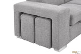 Urban Cali Sleeper Sectional Pasadena Large Sleeper Sectional Sofa Bed with Storage Ottoman and 2 Stools - Available in 2 Colours