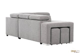 Urban Cali Sleeper Sectional Pasadena Large Sleeper Sectional Sofa Bed with Storage Ottoman and 2 Stools - Available in 2 Colours