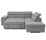 Urban Cali Sleeper Sectional Thora Stone / Right Facing Chaise Pasadena Large Sleeper Sectional Sofa Bed with Storage Ottoman and 2 Stools - Available in 2 Colours