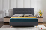 True Contemporary Bed Drew Dark Grey Tufted Linen Platform Bed - Available in 3 Sizes